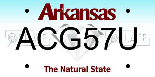 ACG57U Arkansas License Plate
