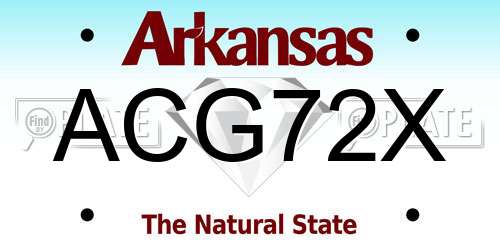 ACG72X Arkansas License Plate