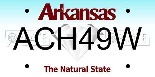 ACH49W Arkansas License Plate