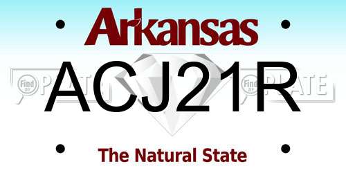 ACJ21R Arkansas License Plate