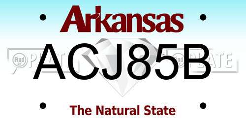 ACJ85B Arkansas License Plate