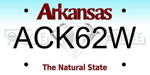 ACK62W Arkansas License Plate