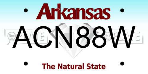 ACN88W Arkansas License Plate
