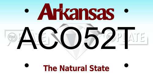 ACO52T Arkansas License Plate
