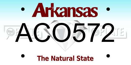 ACO572 Arkansas License Plate