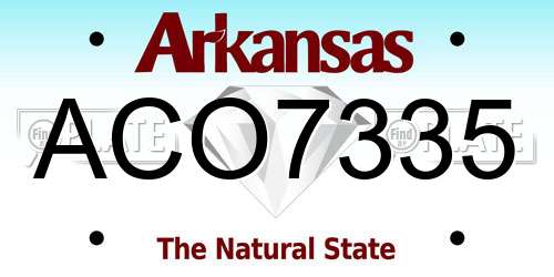 ACO7335 Arkansas License Plate
