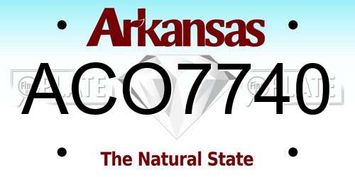 ACO7740 Arkansas License Plate