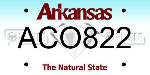 ACO822 Arkansas License Plate