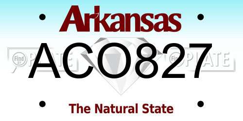 ACO827 Arkansas License Plate
