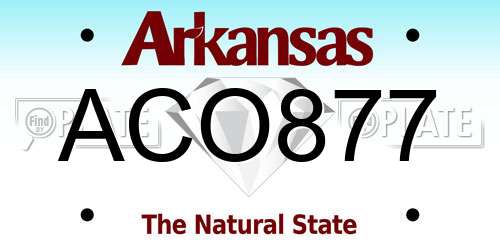 ACO877 Arkansas License Plate