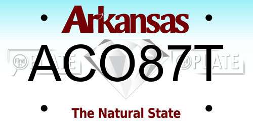 ACO87T Arkansas License Plate