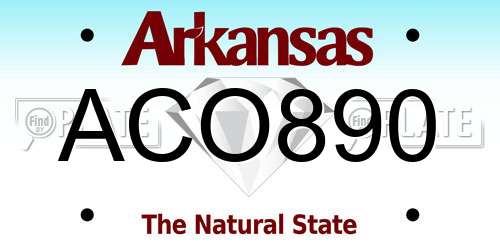 ACO890 Arkansas License Plate