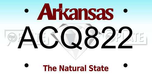 ACQ822 Arkansas License Plate