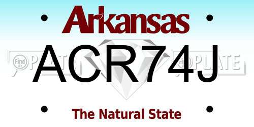 ACR74J Arkansas License Plate