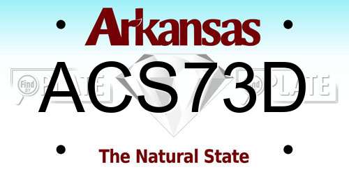 ACS73D Arkansas License Plate