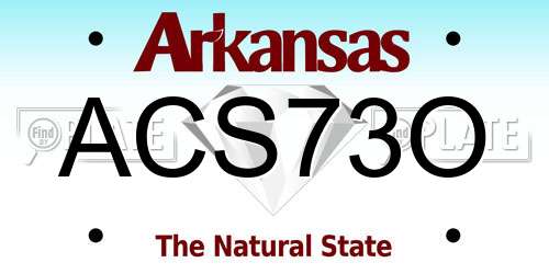 ACS73O Arkansas License Plate