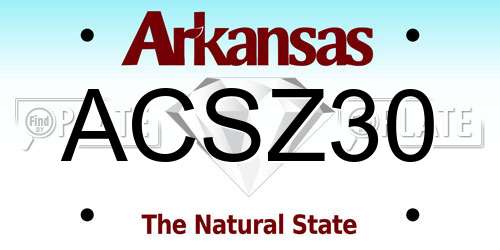 ACSZ30 Arkansas License Plate