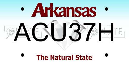 ACU37H Arkansas License Plate