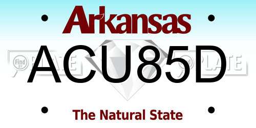 ACU85D Arkansas License Plate