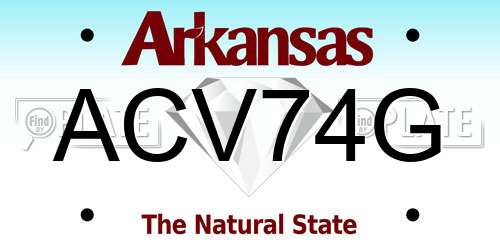 ACV74G Arkansas License Plate