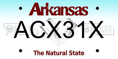 ACX31X Arkansas License Plate