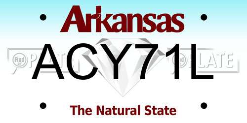 ACY71L Arkansas License Plate