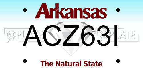 ACZ63I Arkansas License Plate