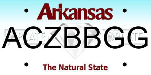 ACZBBGG Arkansas License Plate