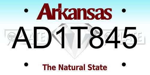 AD1T845 Arkansas License Plate