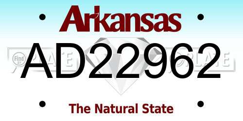 AD22962 Arkansas License Plate