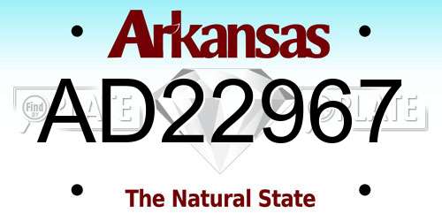 AD22967 Arkansas License Plate