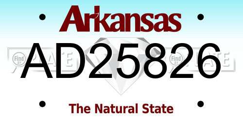 AD25826 Arkansas License Plate