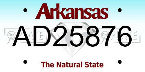 AD25876 Arkansas License Plate