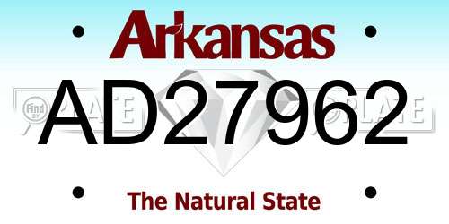 AD27962 Arkansas License Plate