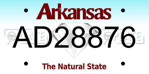 AD28876 Arkansas License Plate
