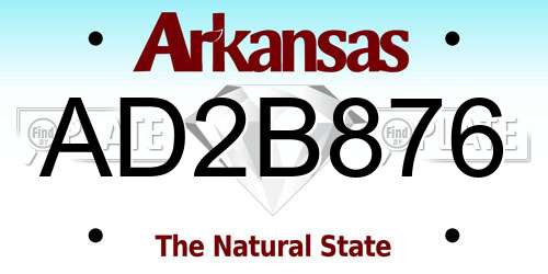 AD2B876 Arkansas License Plate