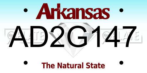 AD2G147 Arkansas License Plate