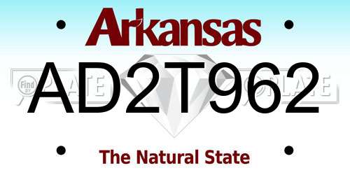 AD2T962 Arkansas License Plate