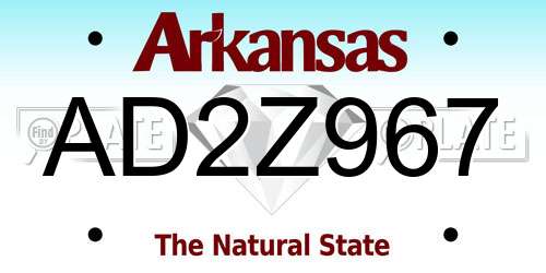 AD2Z967 Arkansas License Plate