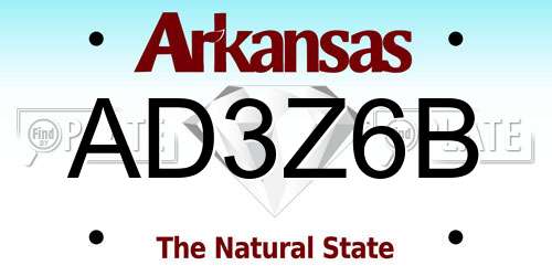 AD3Z6B Arkansas License Plate