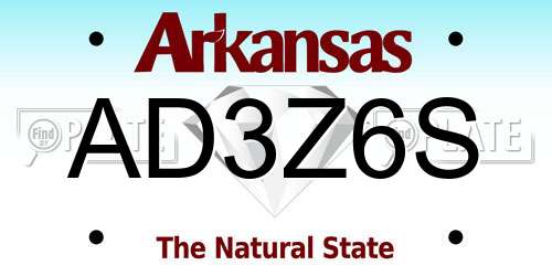 AD3Z6S Arkansas License Plate