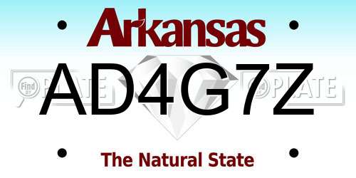 AD4G7Z Arkansas License Plate