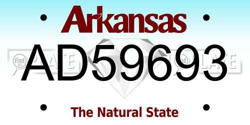 AD59693 Arkansas License Plate