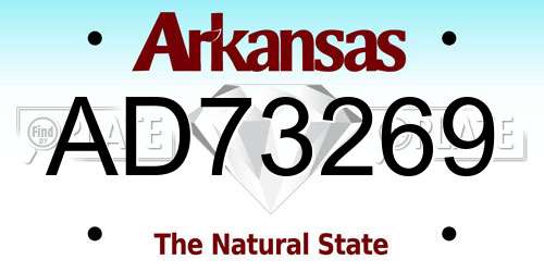 AD73269 Arkansas License Plate