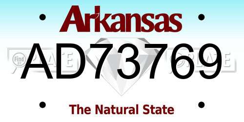 AD73769 Arkansas License Plate