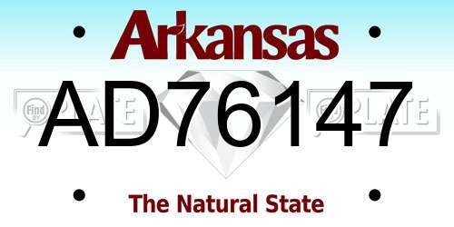 AD76147 Arkansas License Plate