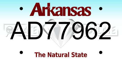 AD77962 Arkansas License Plate