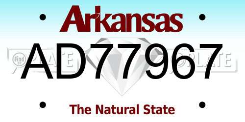 AD77967 Arkansas License Plate