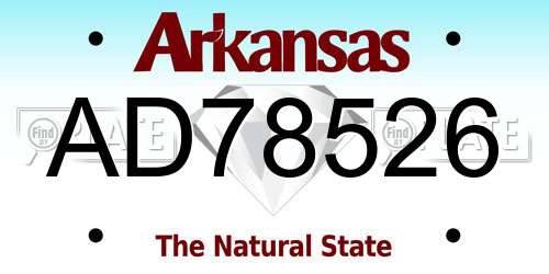 AD78526 Arkansas License Plate