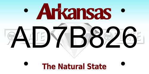 AD7B826 Arkansas License Plate